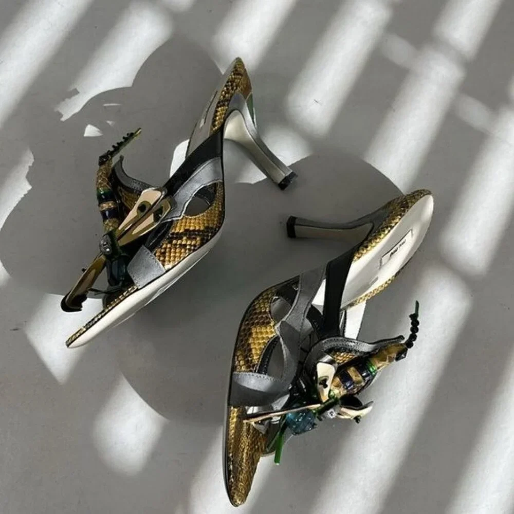 MiuMiu AW 2008 DragonflySlide Mules Heels - Picture 9 of 12